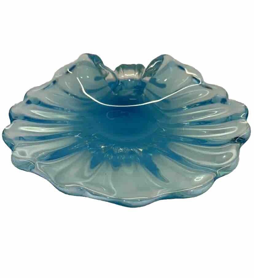 Opalescent Blue Italian Glass Shell Bowl Cenedese Murano Vetri 1970-Best Price
