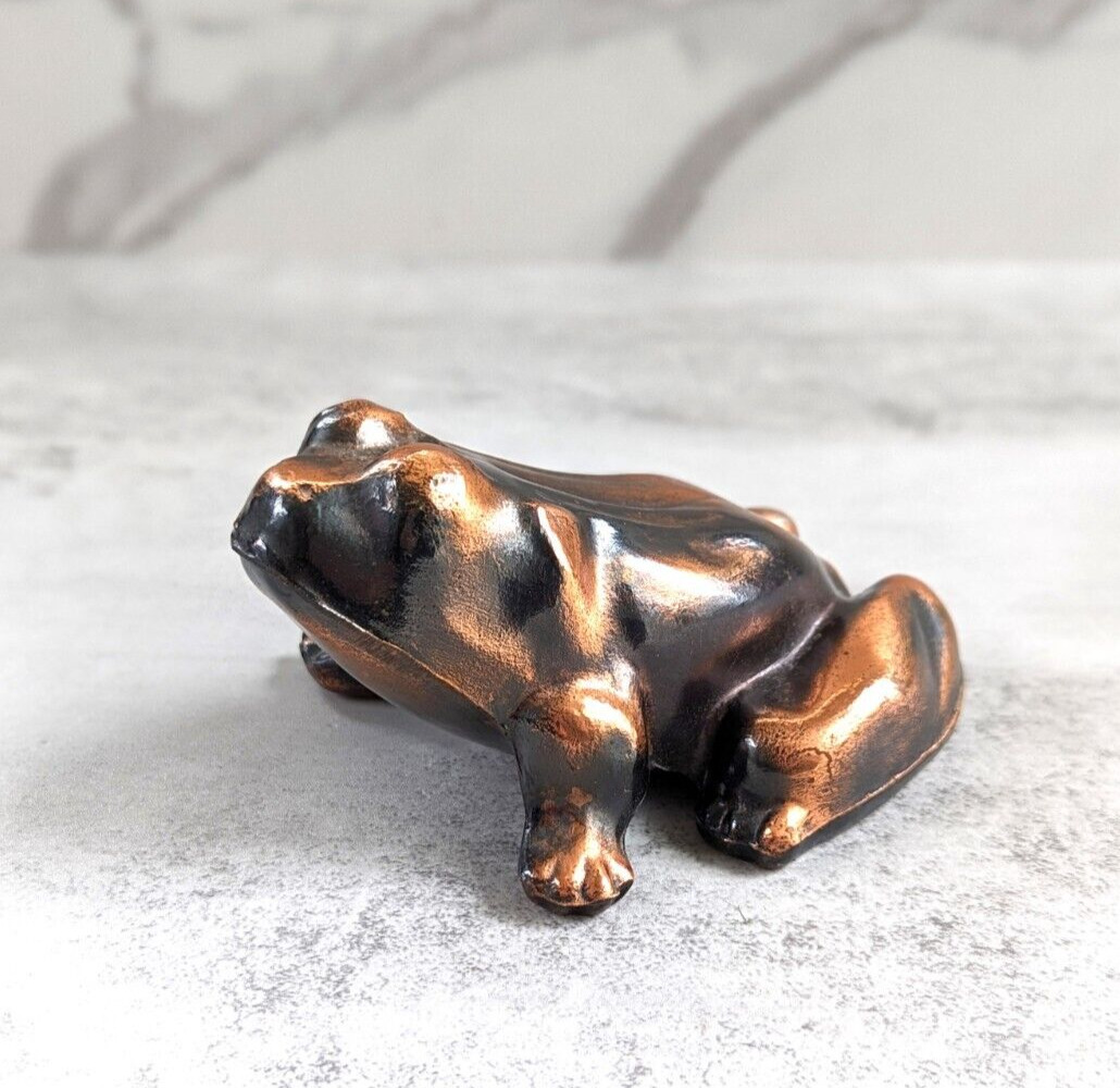 Vintage Metal Frog w/ Bronze Tone Figurine Statue Paperweight 5.5\