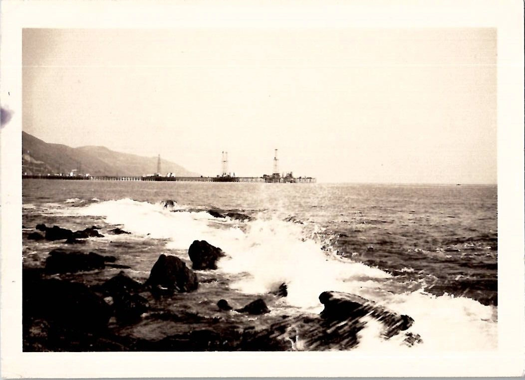 Ventura California Oil Wells Scenic Snapshot Pacific Ocean 1930s Vintage Photo
