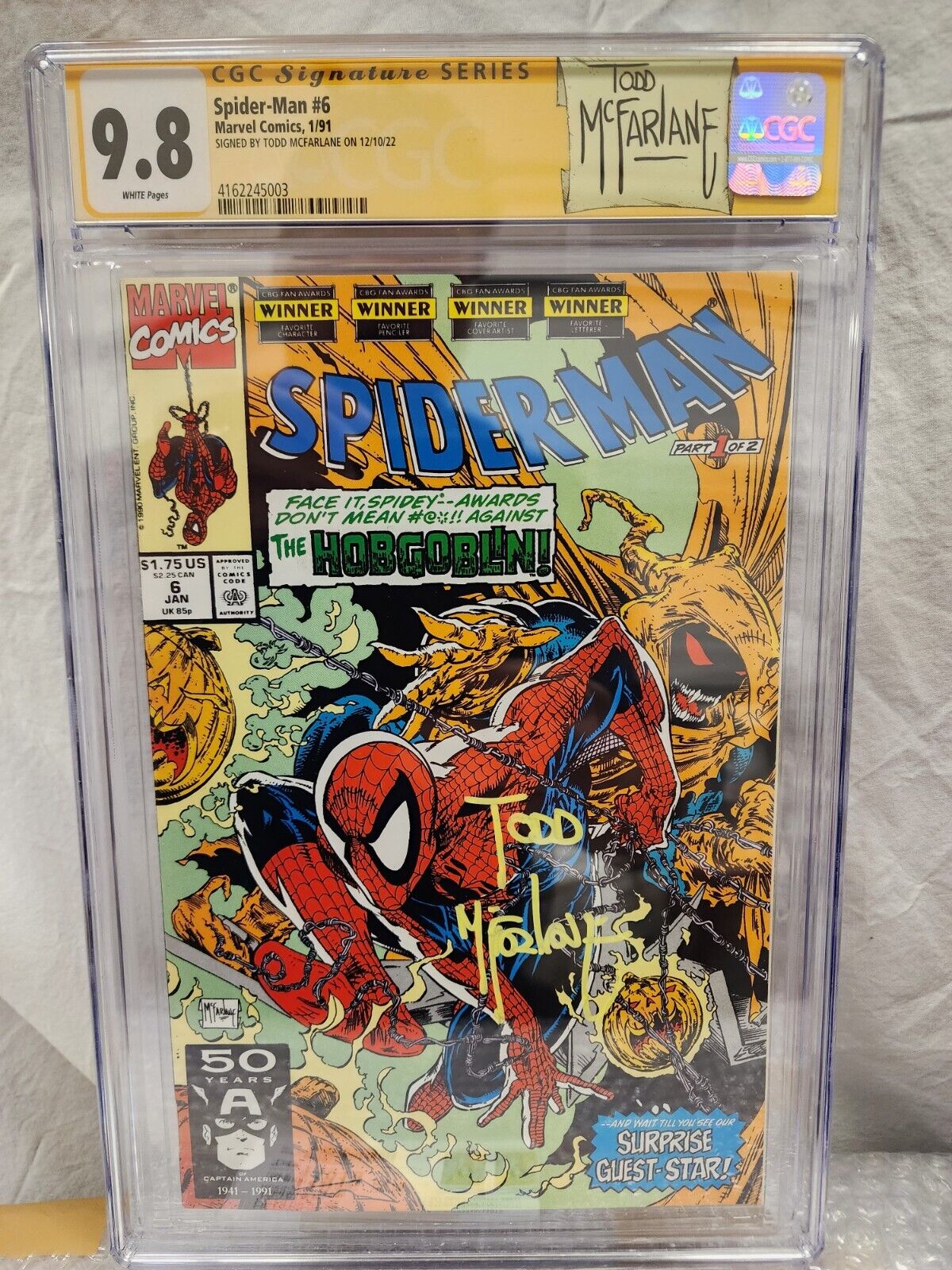 🔥  Spider-Man #6 CGC 9.8 SS Signed By Todd McFarlane Ghost Rider- Hobgoblin 1