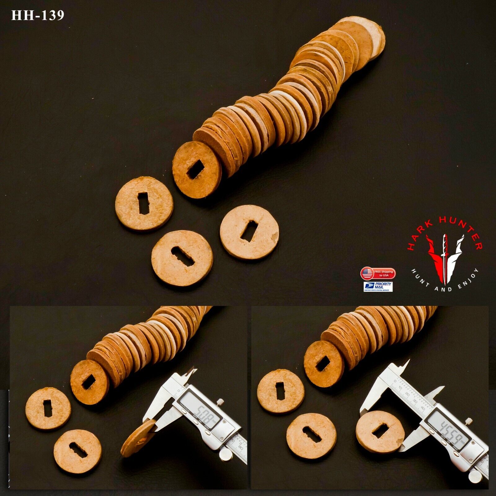 30 Pcs Stacked Leather Washers / Rings For Knife Making Handles - Knife Supplies