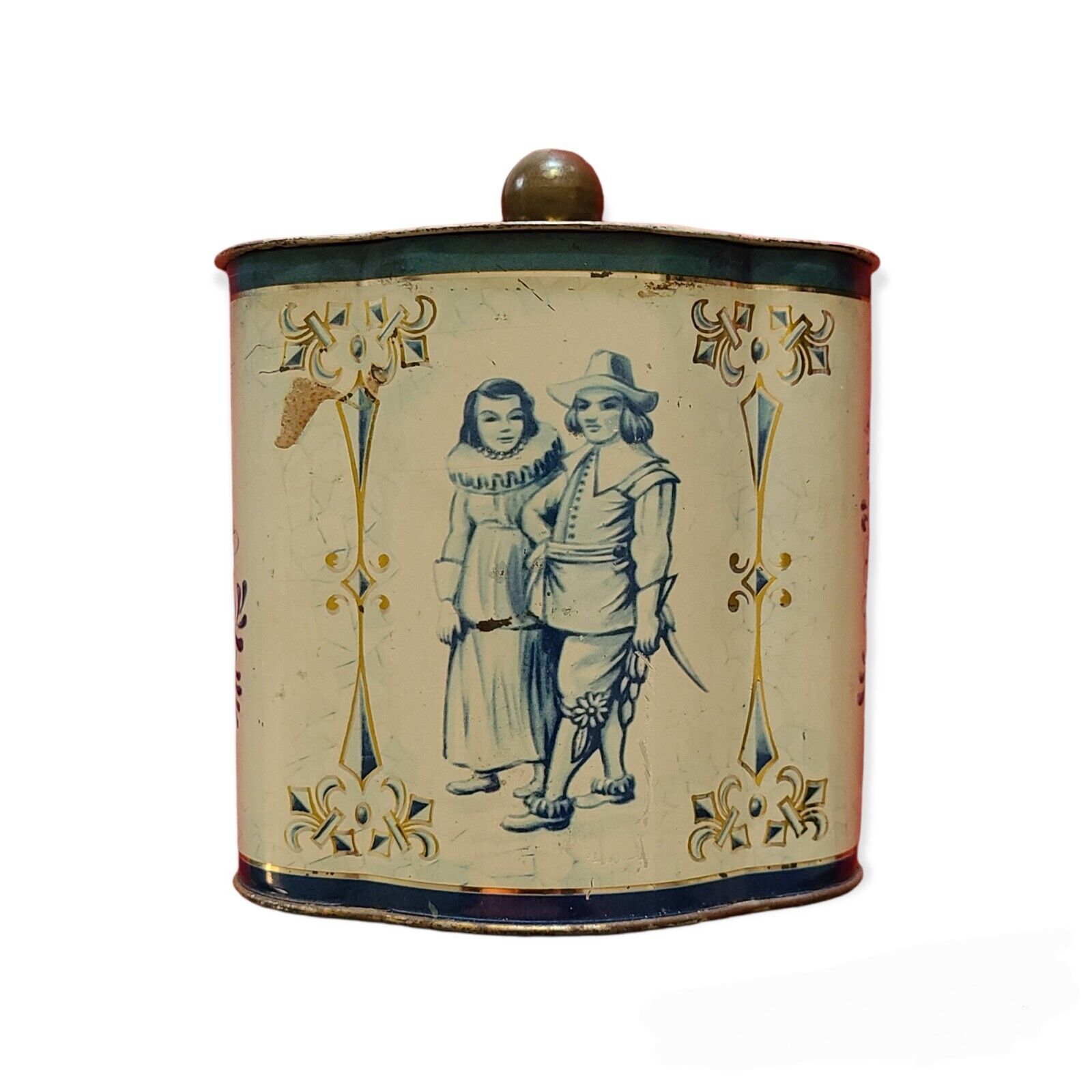 Vintage Advertising Tin Victorian Courting And Boat- Western Germany
