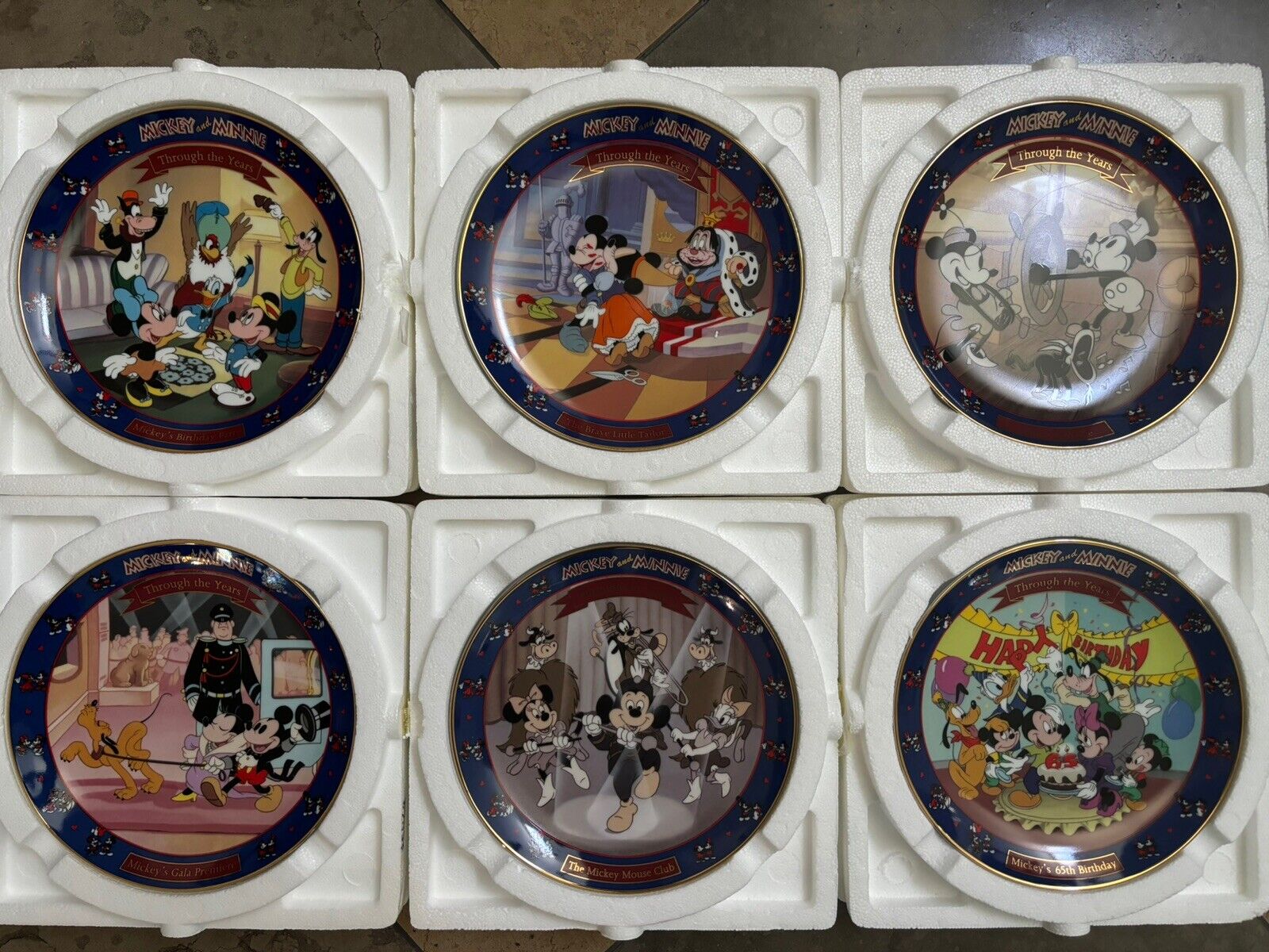 Mickey Mouse Through The Years Commemorative Plates Set Of 6