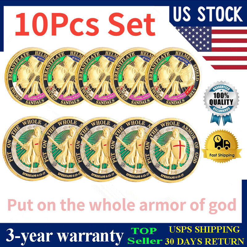 10x Put on the Whole Armor of God Commemorative Challenge Coins Collection Gifts