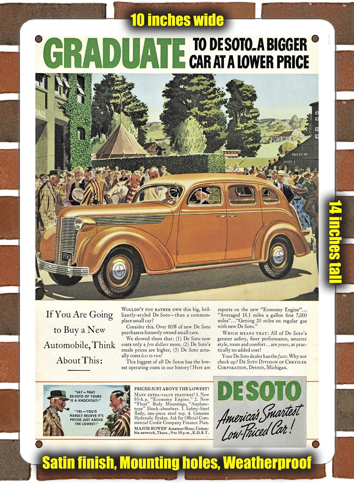 Metal Sign - 1937 DeSoto 4-Door Touring Sedan- 10x14 inches