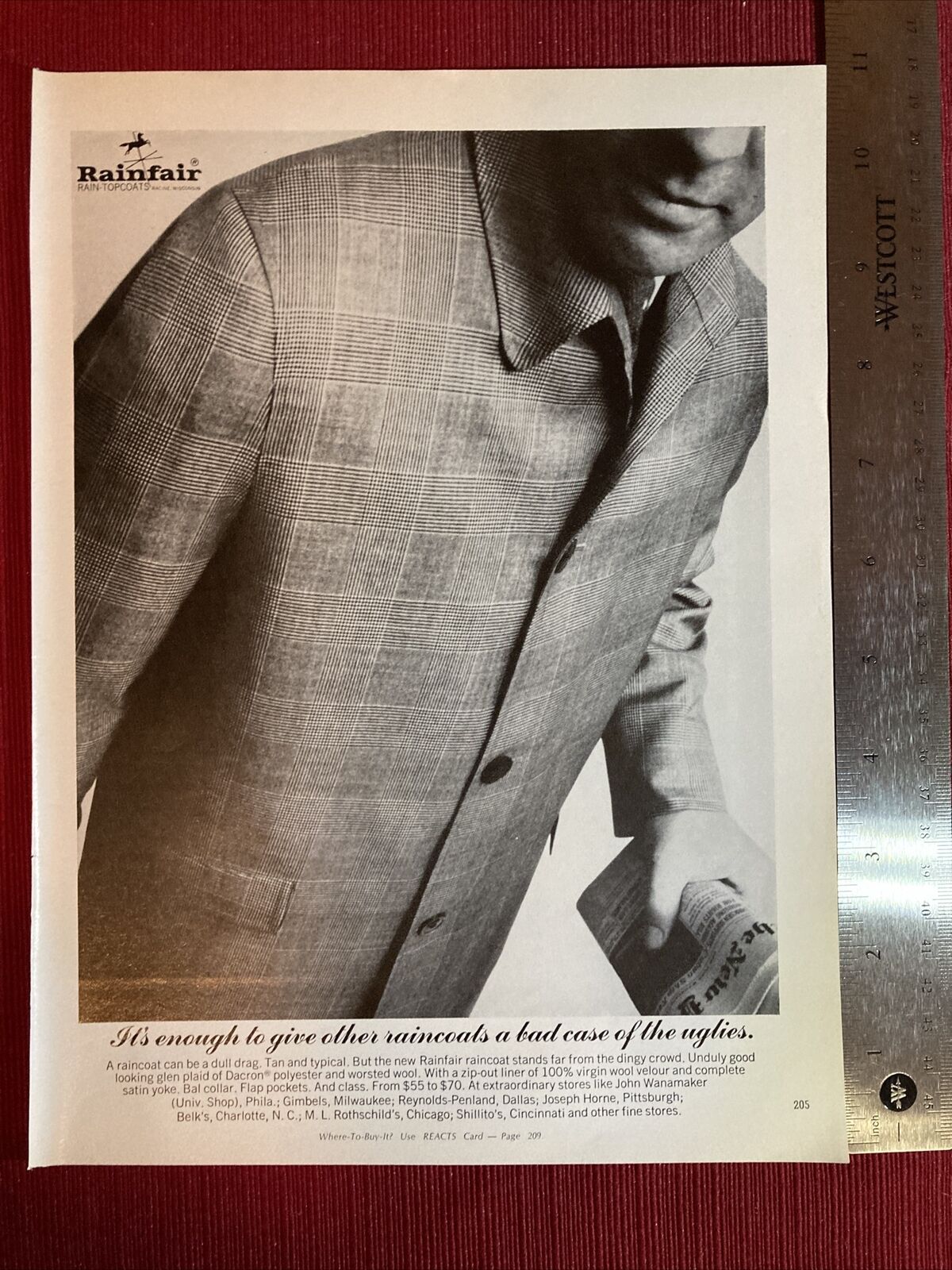 Rainfair Raincoats 1968 Print Ad - Great To Frame