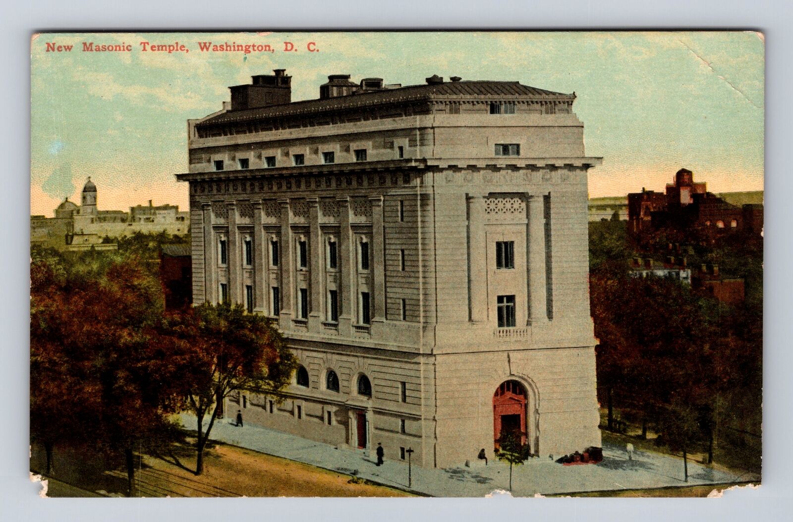 Washington DC, New Masonic Temple, Antique, Vintage Souvenir Postcard