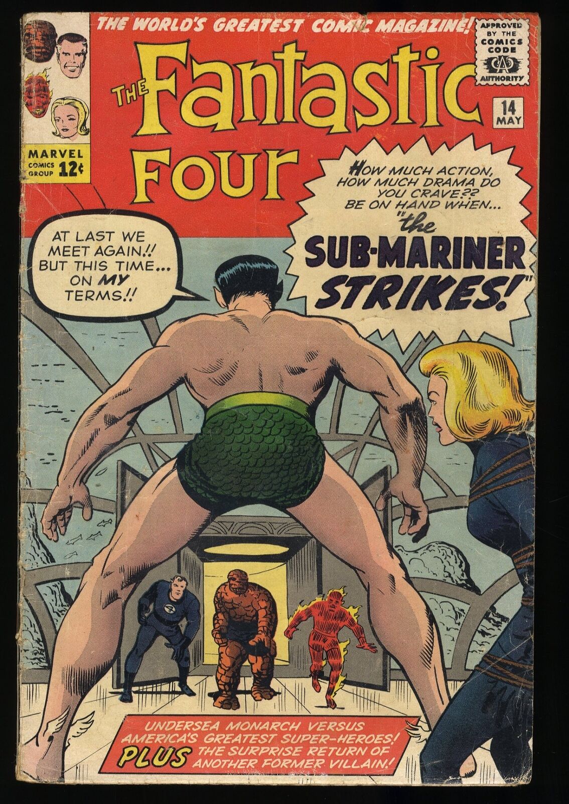 Fantastic Four #14 GD+ 2.5 Sub-Mariner Appearance Ben Grimm Marvel 1963