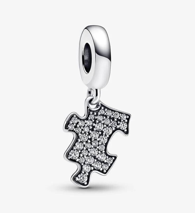 New Pandora Sparkling Puzzle Dangle Charm Bead w/pouch
