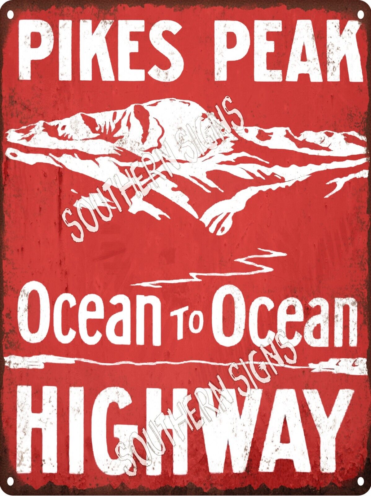 1914 Pikes Peak Ocean to Ocean Highway Automobile Road Metal Sign 9x12 SS26
