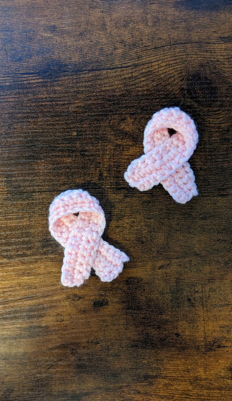 Crochet Breast Cancer Ribbon Magnets (Set Of 2)