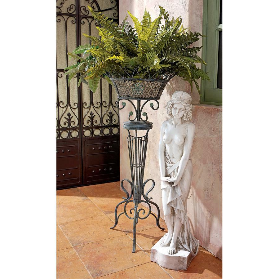 1800\'s Style Victorian Tripod Legs Metal Scrollwork Basket Planter Stand