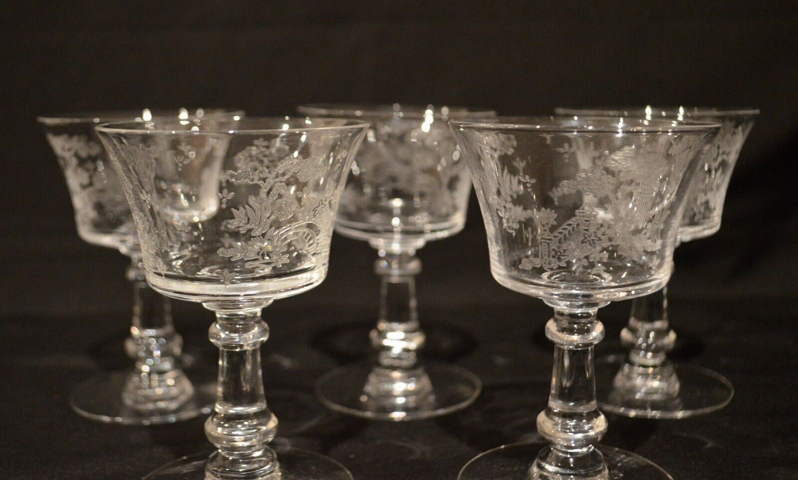 Fostoria Willow Crystal Vintage Liquor Cocktail Glass, Etch 335 (Set of 5)