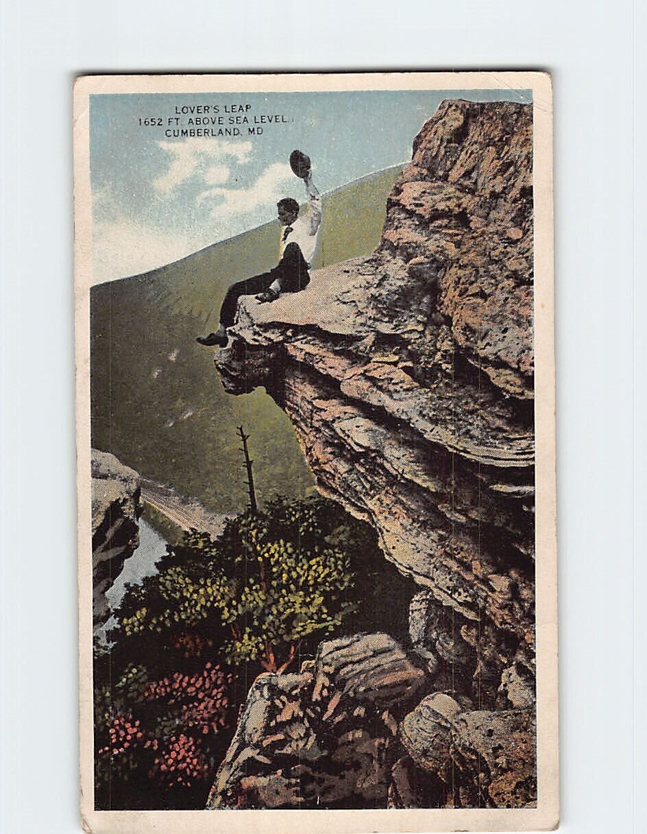 Postcard Lover's Cliff 1652 Ft. Above Sea Level Cumberland Maryland USA