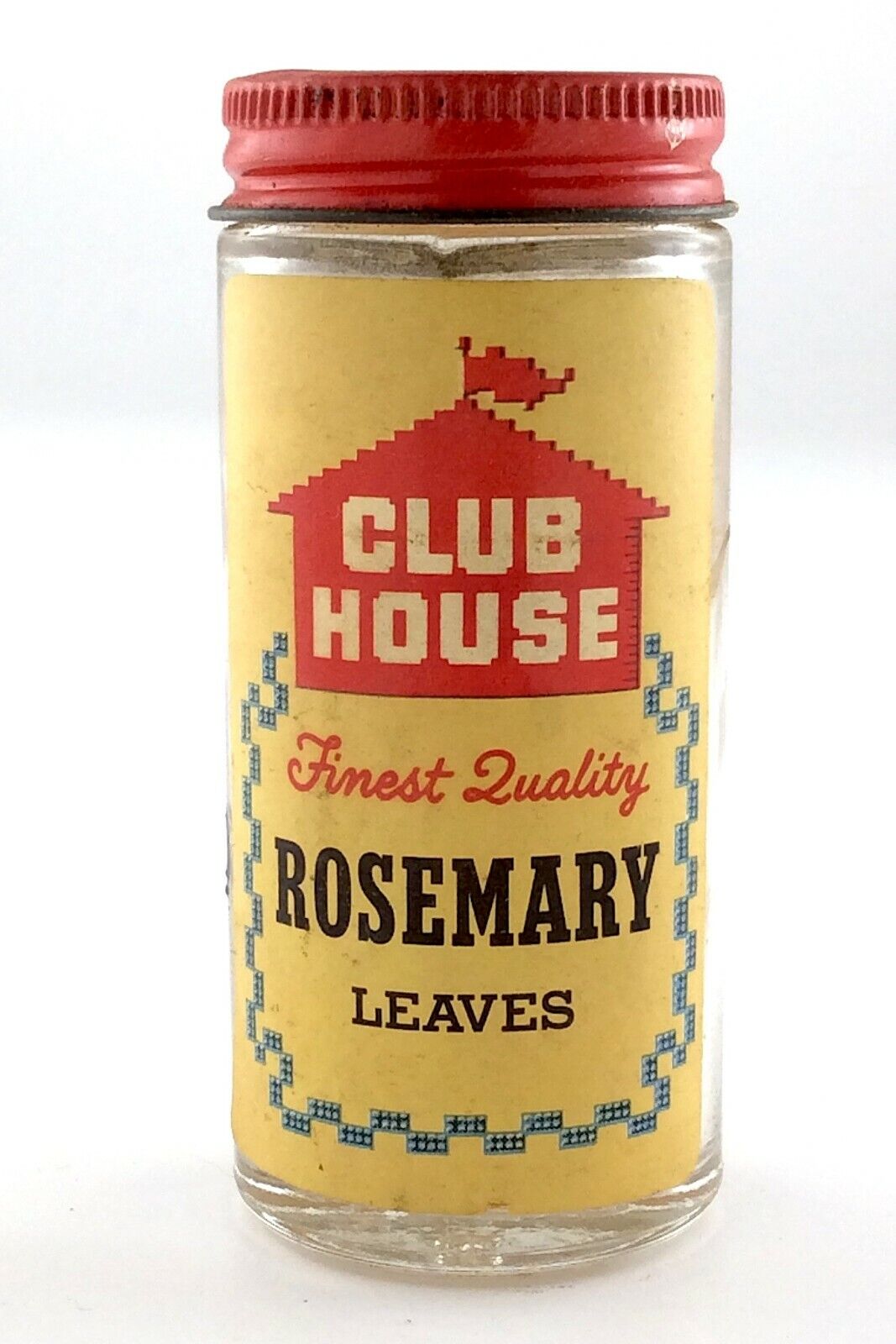 Vintage 1970s Club House Gorman Eckert Rosemary Leaves Empty Glass Jar L414