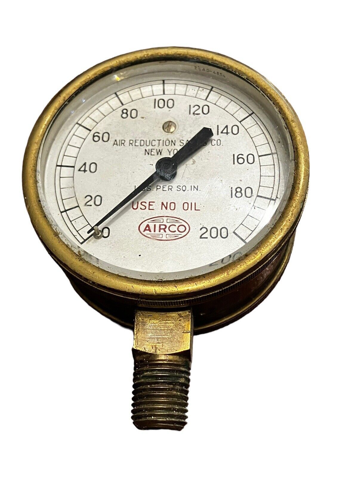 Airco Air Reduction Sales Co New York Brass Gauge Industrial Steampunk Vintage
