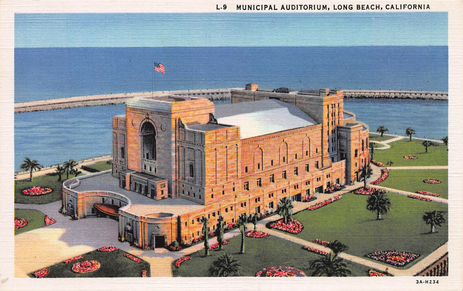 Municipal Auditorium, Long Beach, California, Early Postcard, Unused