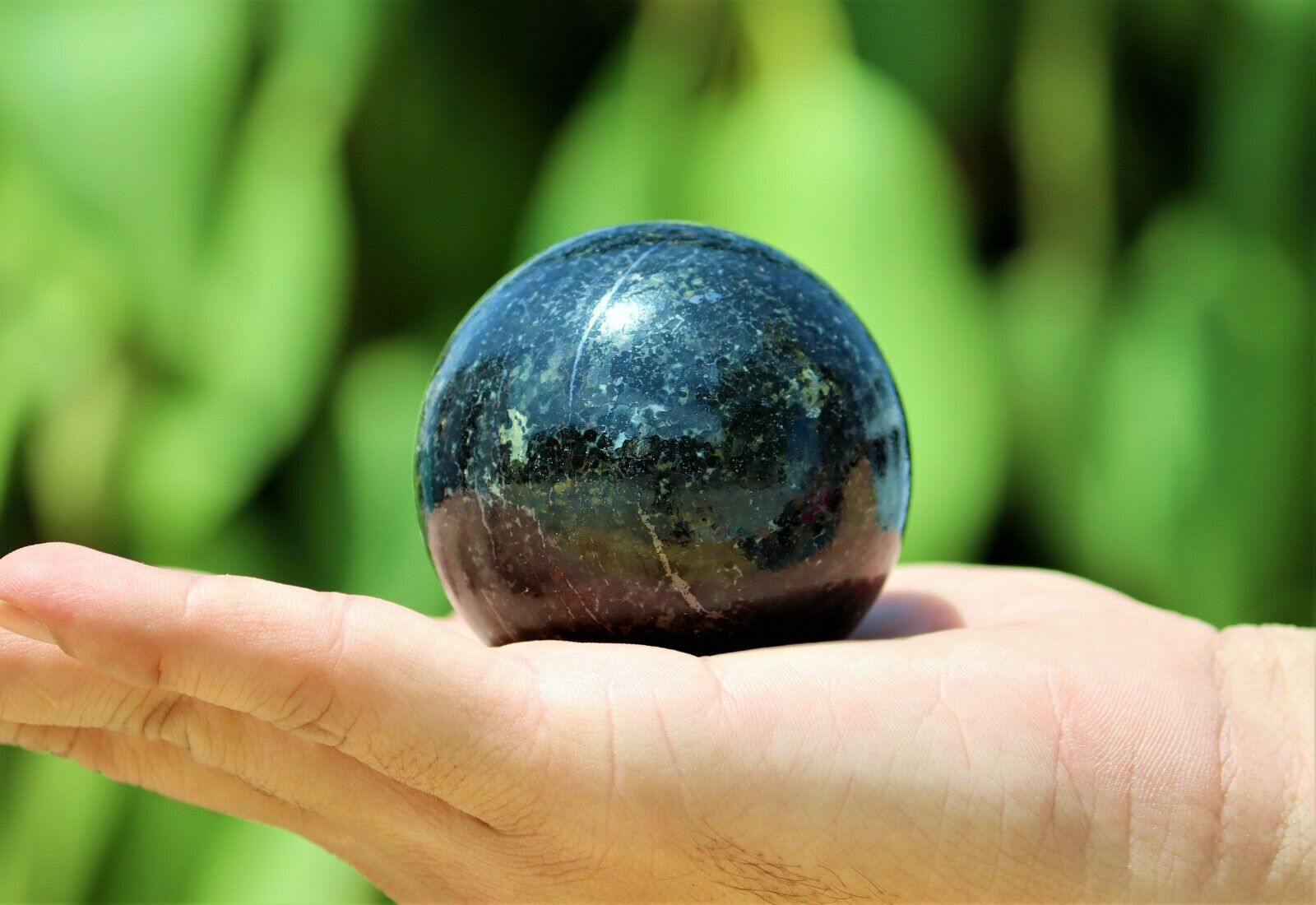 Amazing 50MM Black Nuummite Stone Sorcerer’s Stone Healing Metaphysical Sphere
