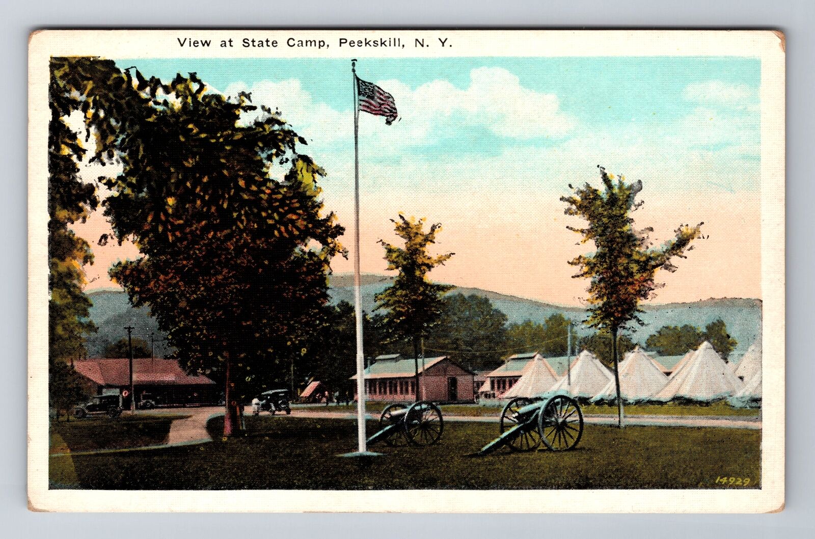 Peekskill NY-New York, View at State Camp, Antique Vintage Souvenir Postcard