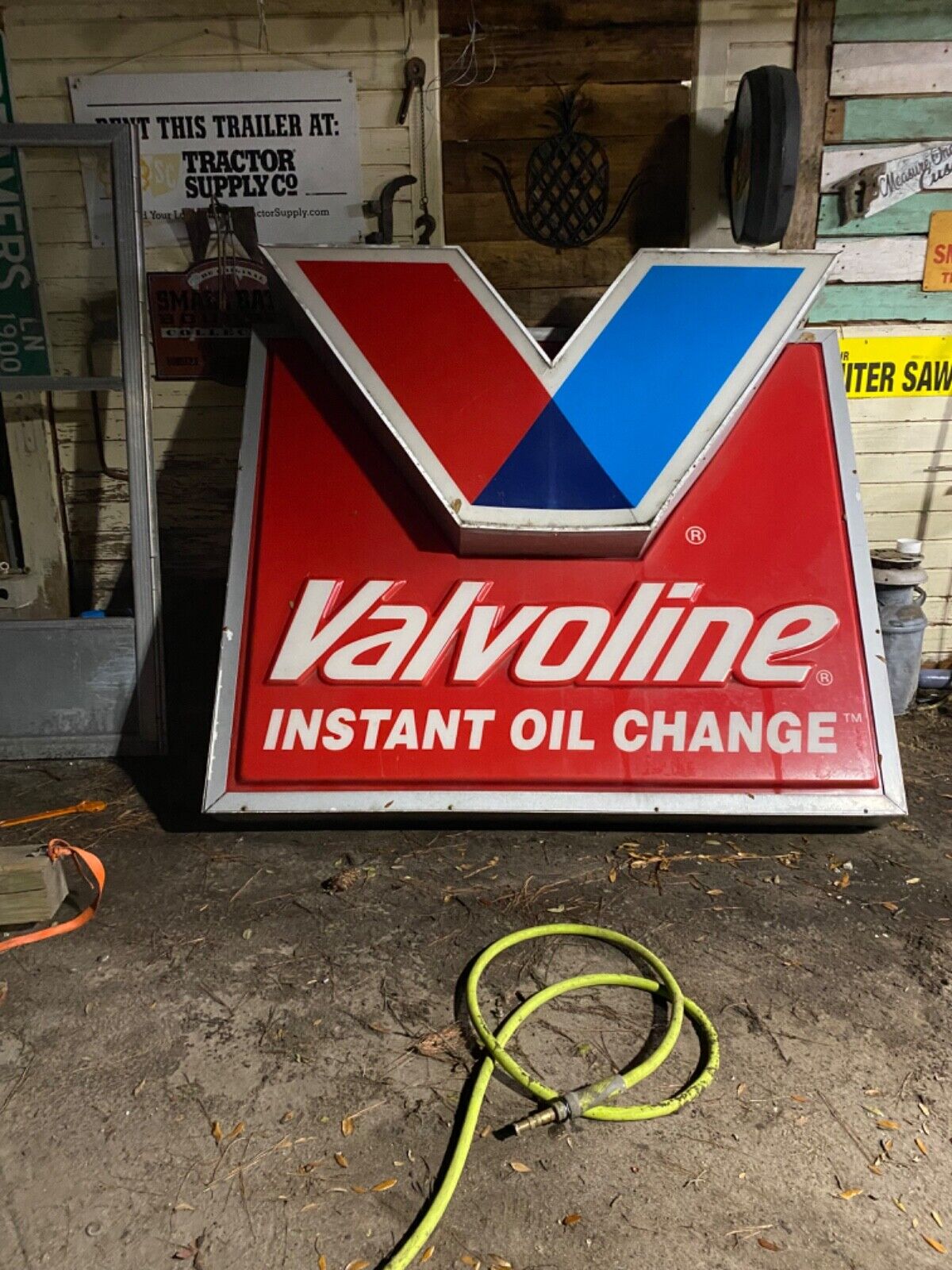 Vintage Early 90s Valvoline Motor Oil Gastation Light Up Sign 5\' x 6\'