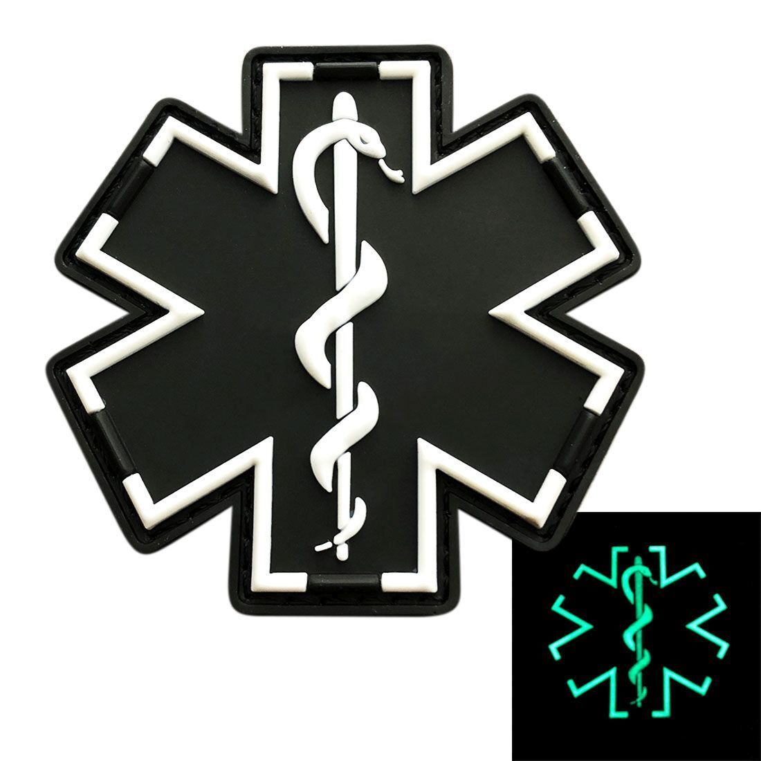 EMT Medic Ems Paramedic PVC Rubber Hook Patch (2.5 inch 3D-PVC-Glow Dark MD4)