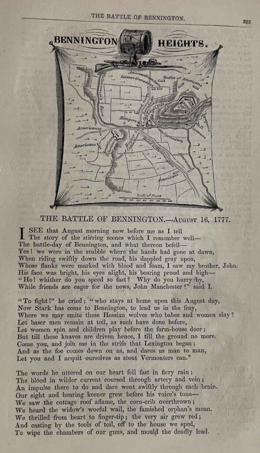 1860 Illustrated Poem The Battle of Bennington