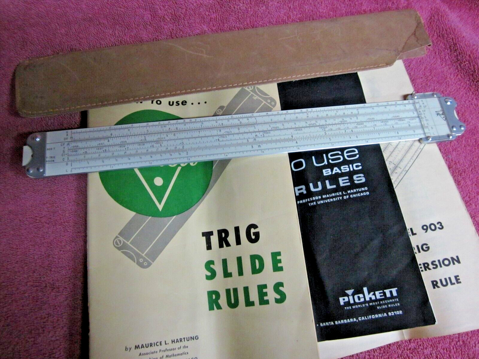 Pickett 903-T Trig Conversion Slide Rule w/ Instruction Manuals Vintage
