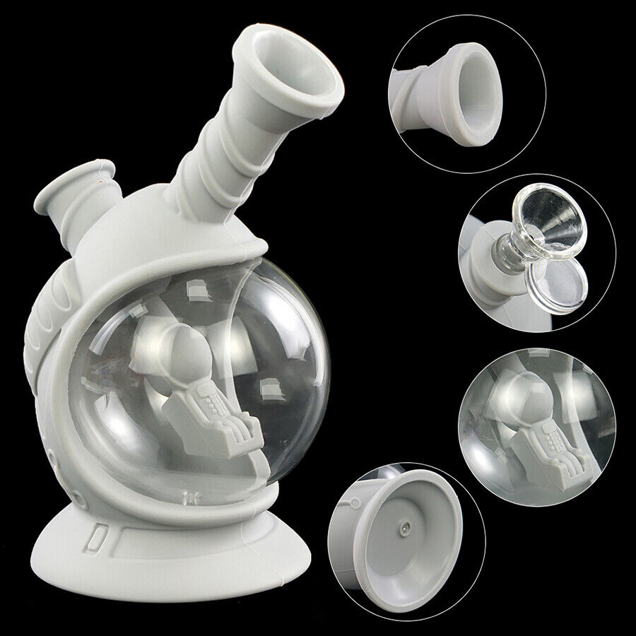 6.4\'\' Hookah Smoking Bong Shisha Space Capsule Glass Bowl Silicone Water Pipe