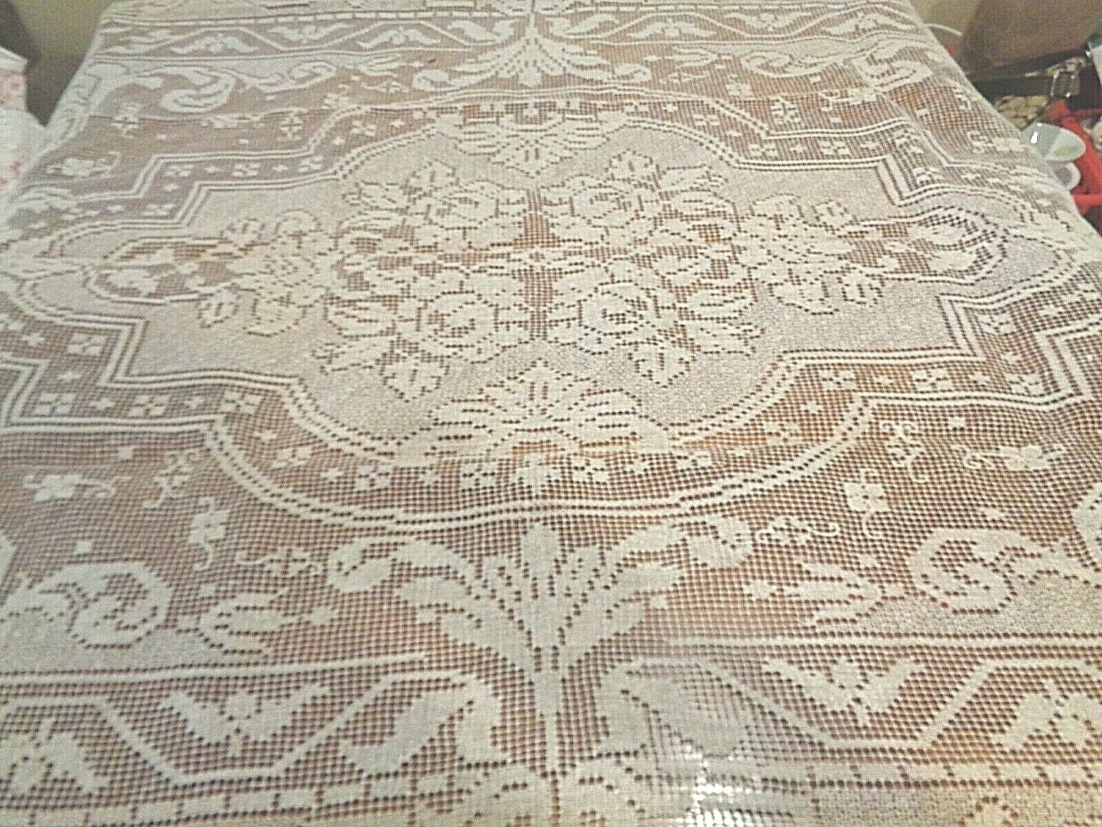 Antique Linen Needle Lace  large  Tablecloth Exceptional  