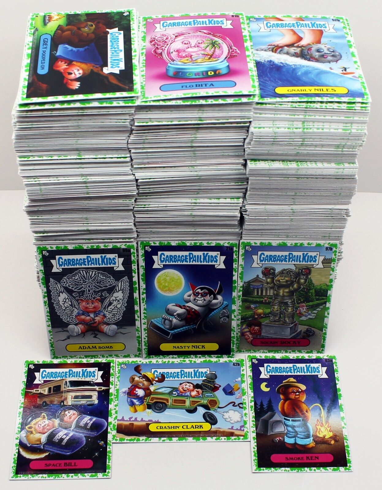 Garbage Pail Kids Goes On Vacation GREEN PARALLEL Pick List / Complete Your Set