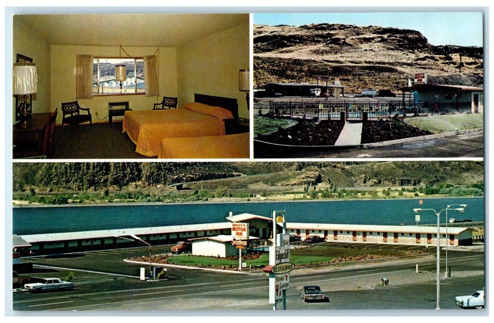 c1950's Dinty's Motor Inn Biggs Junction Oregon OR Multiview Vintage Postcard