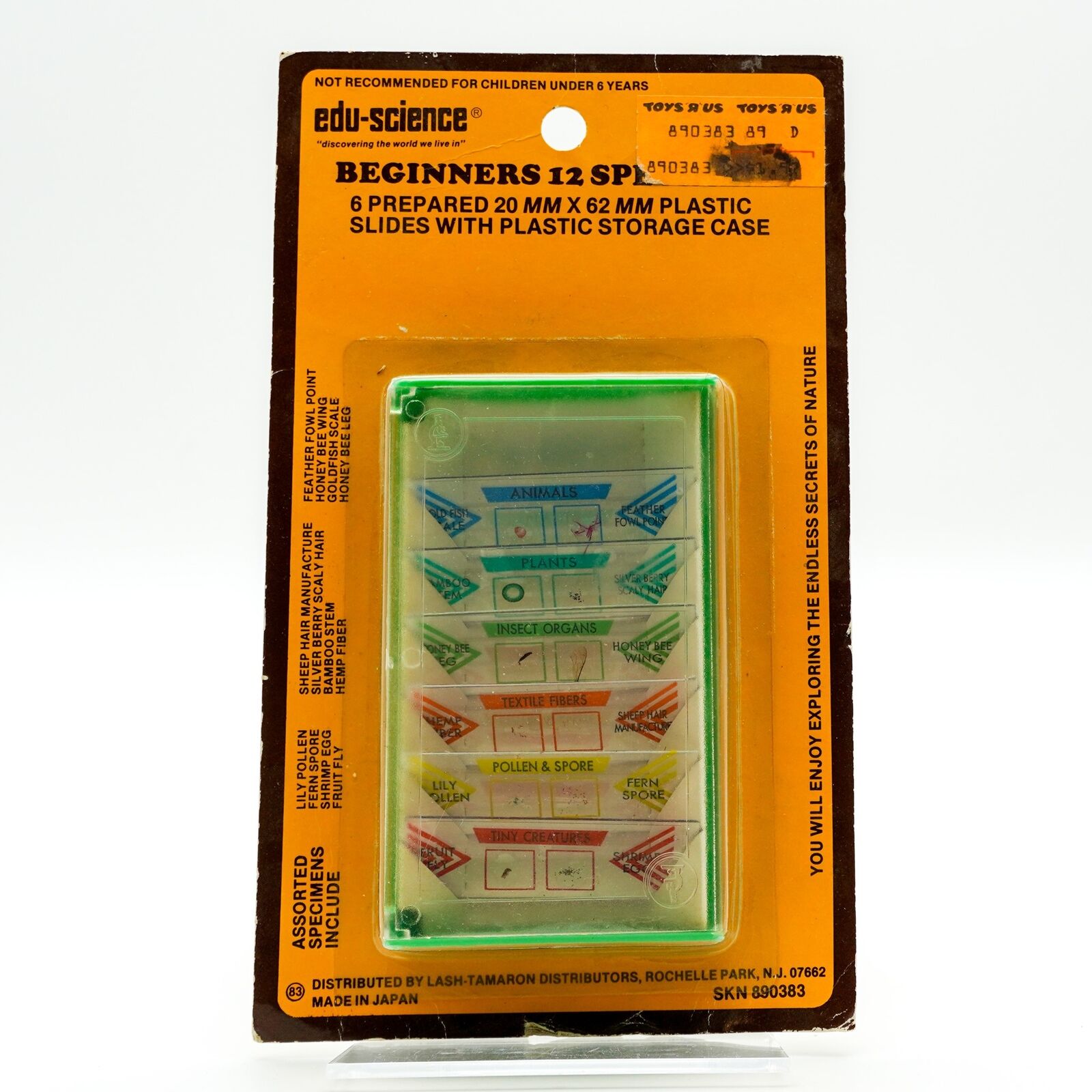Vintage Edu-Science Beginners 12 Specimen Slide 6 Prepared Plastic Slides & Case
