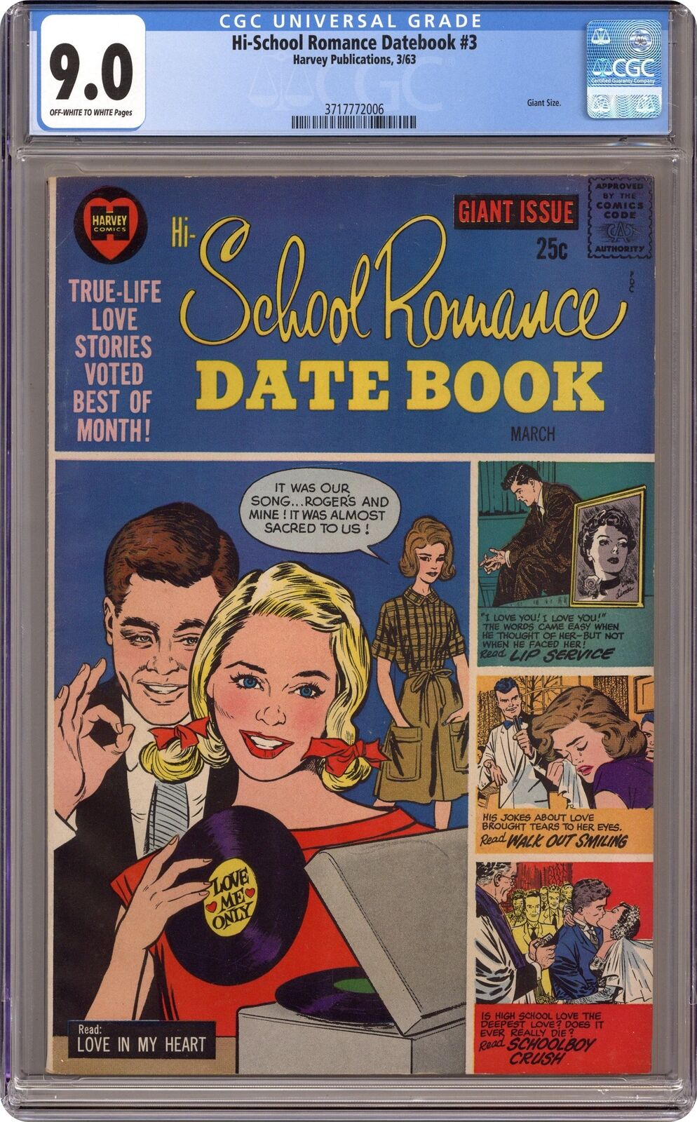 Hi-School Romance Date Book #3 CGC 9.0 1963 3717772006