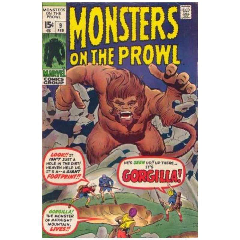 Monsters on the Prowl #9 in VG minus cond. Marvel comics [y{(cover detached)