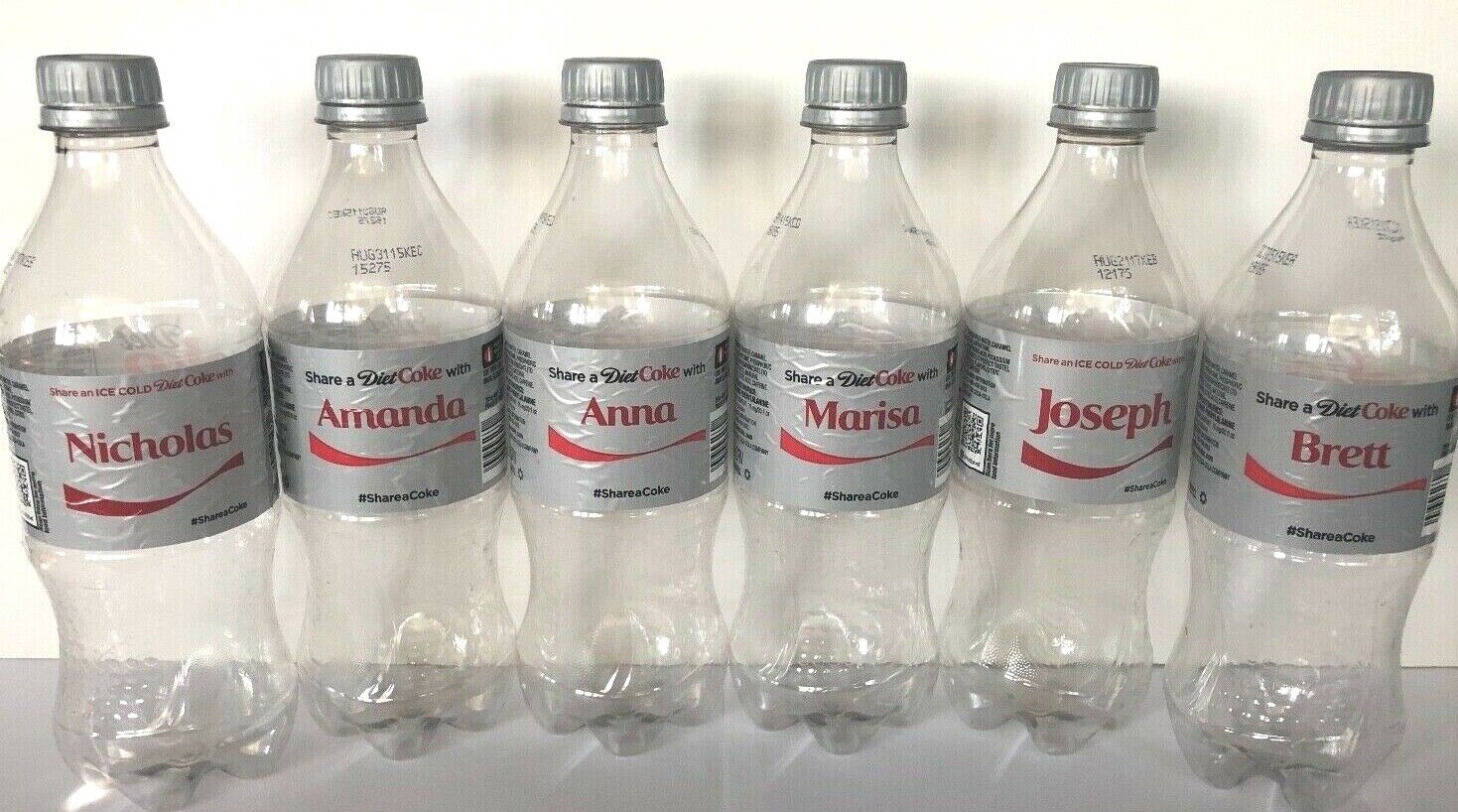 SHARE A DIET COKE COCA COLA EMPTY BOTTLE MANY FIRST & LAST NAMES WORDS 