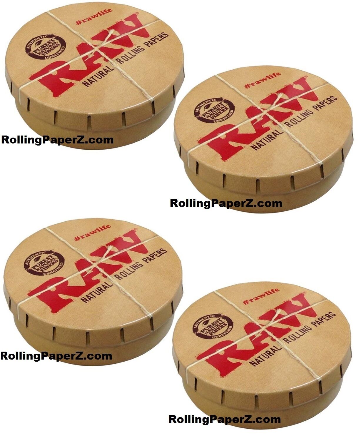 BUY 4x RAW Rolling papers Round Pop-Top Tobacco Smoking Accessories Storage Tin