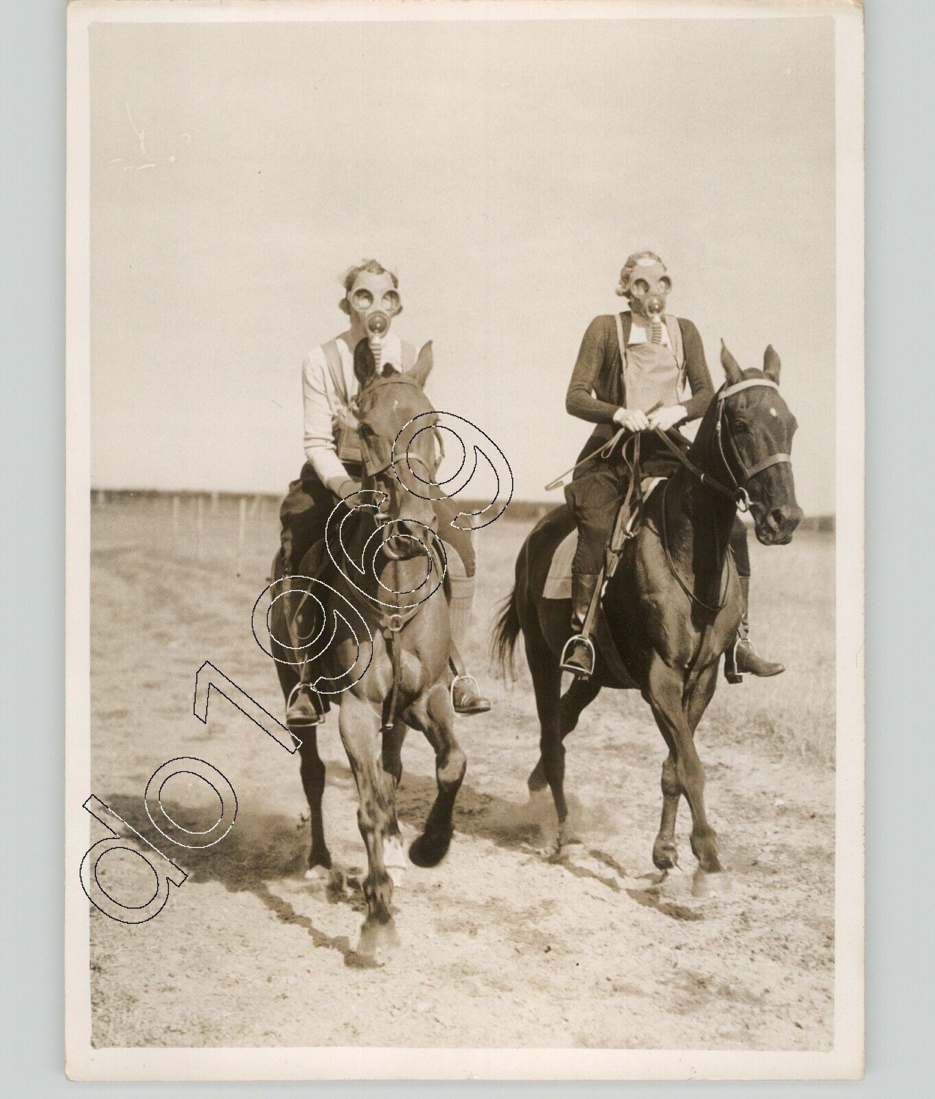 RED CROSS Volunteers On Horses In GAS MASKS Apocalyptic BIZARRE 1936 Press Photo