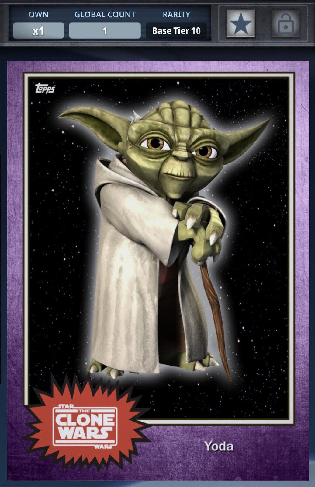 Topps Digital Star Wars Card Trader: 2016 Yoda Rainbow. (1,2,3,5, &10)