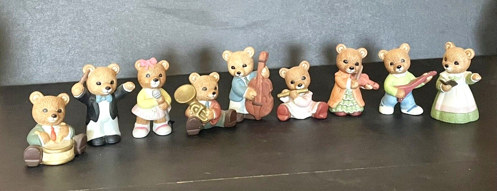 Vtg Homco Band Players Bears Porcelain 3” Figurines Set of 9