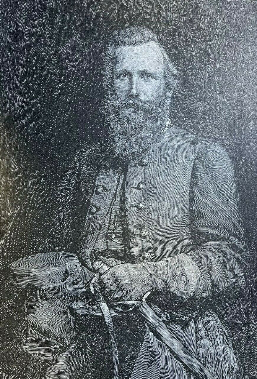 1885 Vintage Magazine Illustration Confederate General J.E.B. Stuart