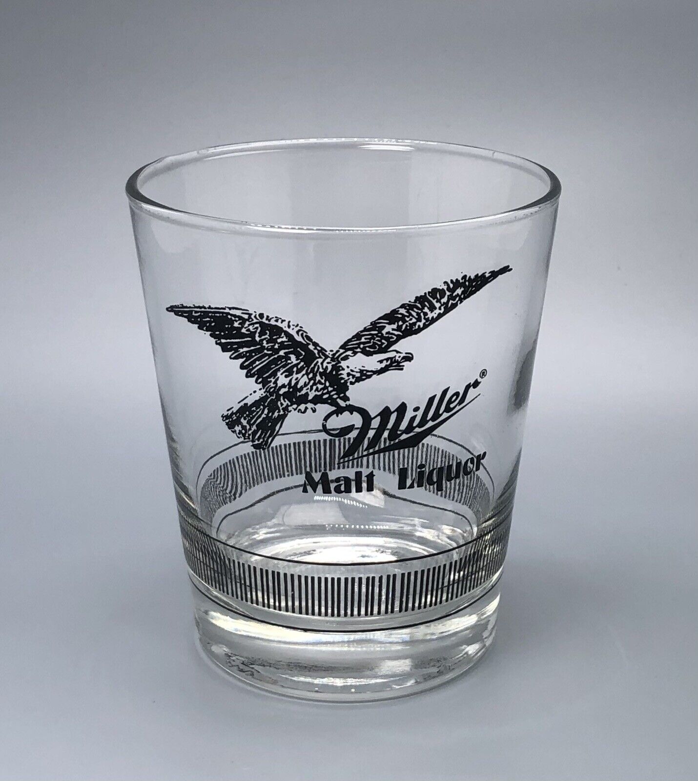 VTG BEER GLASS DISCOUNT / Miller Malt Liquor Lowball / Man Cave Home Bar Decor