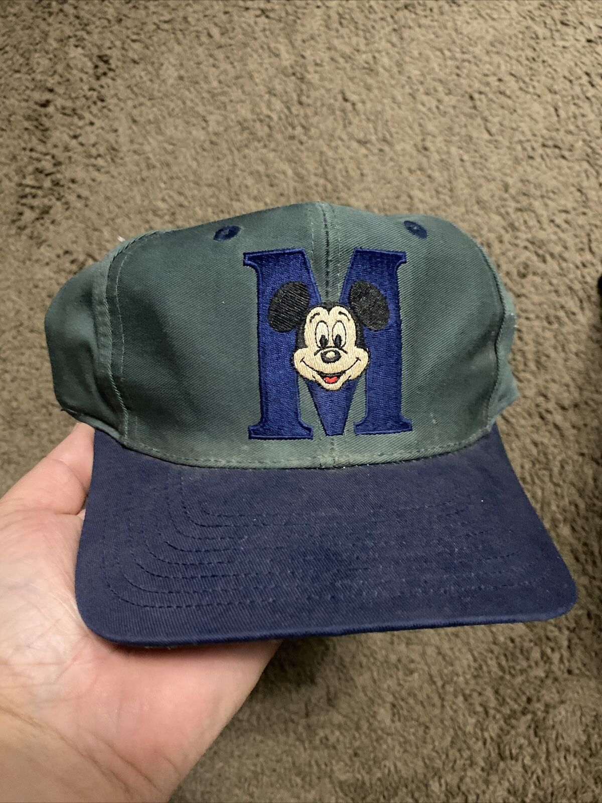Vintage 90s Goofy Hat Co Mickey Mouse Snapback Hat 90s Olive Green