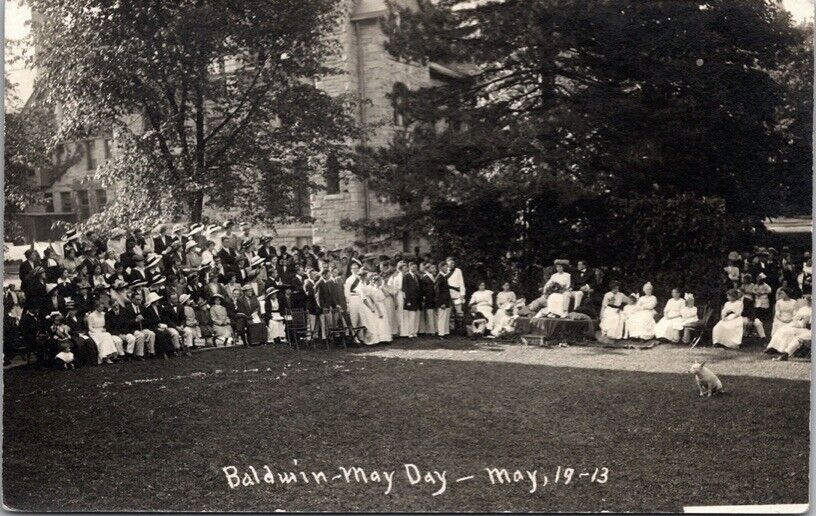 Real Photo Postcard Baldwin May Day Celebration on May 19, 1913~131553