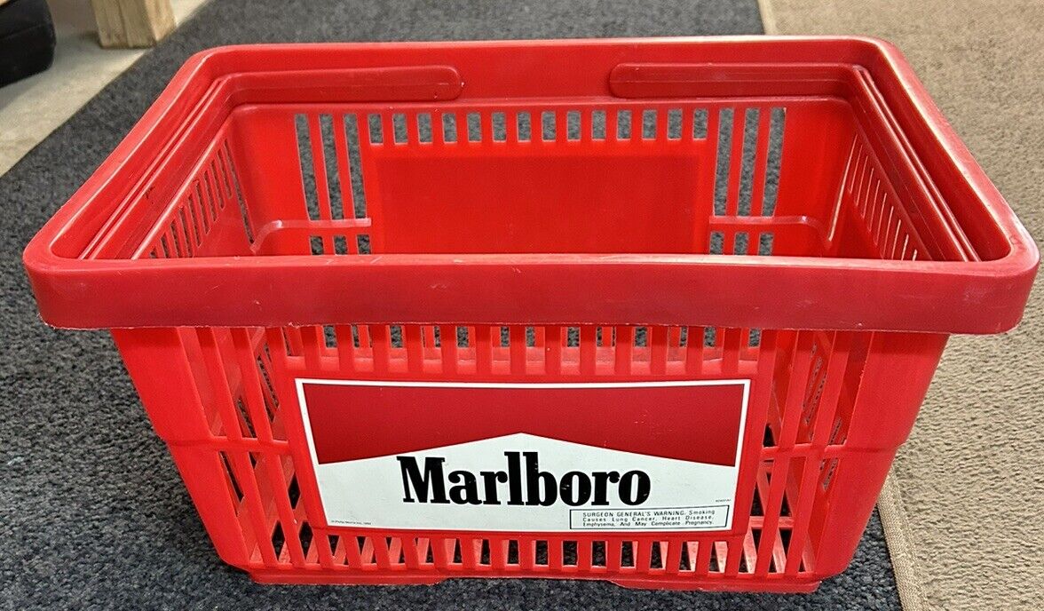 Vintage 90s Marlboro Red Handled Shopping Basket