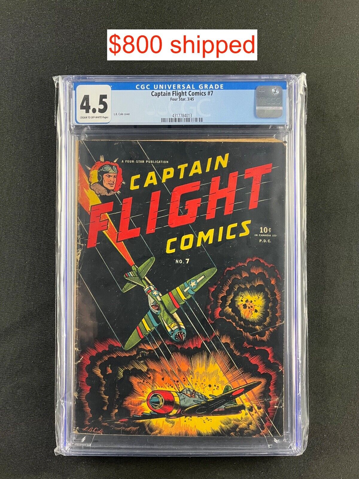 Captain Flight Comics #7 - CGC 4.5 - $800 w/ 