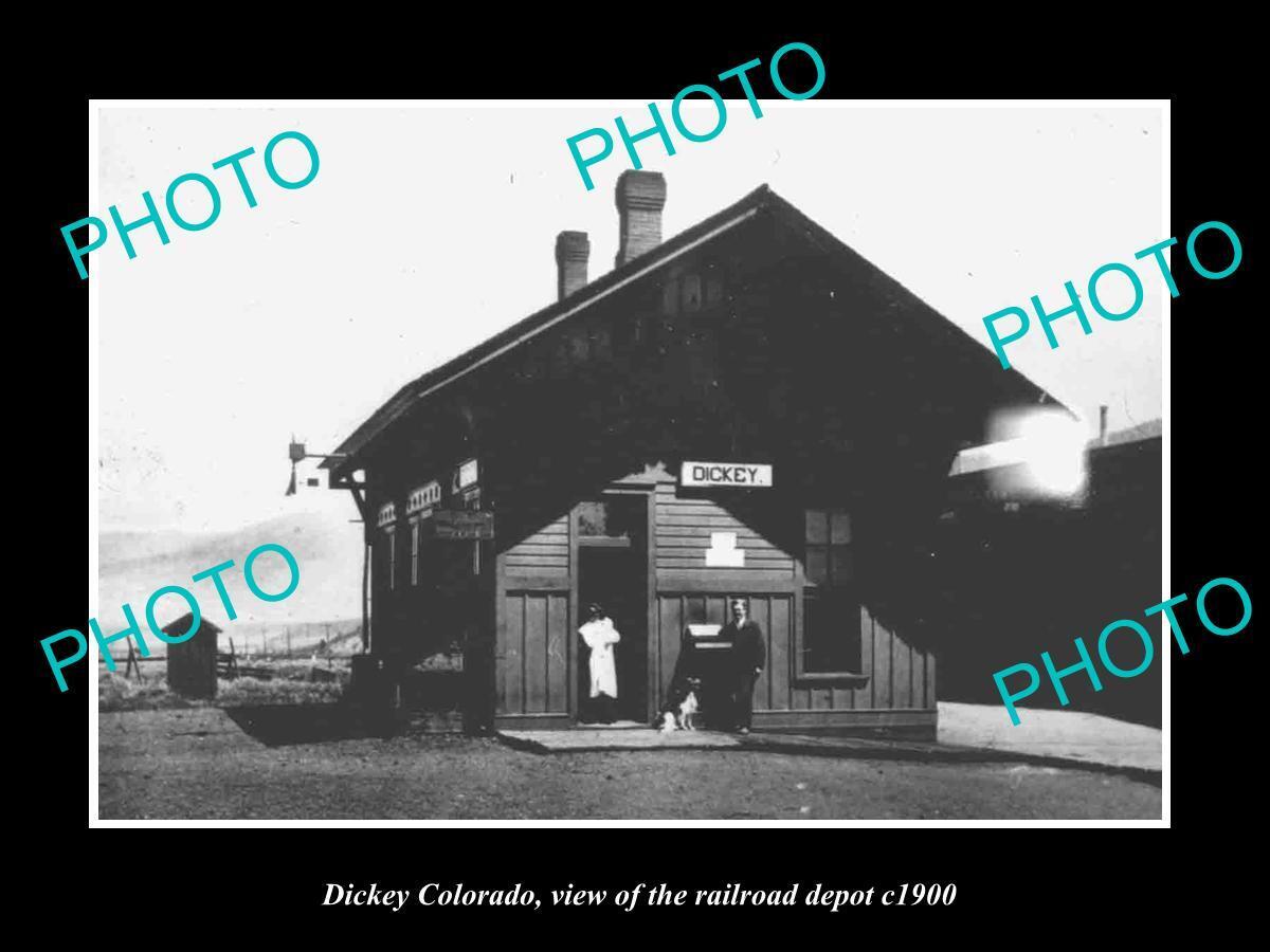 OLD 8x6 HISTORIC PHOTO OF DICKEY COLORADO THE RAILROAD DEPOT STATION c1900