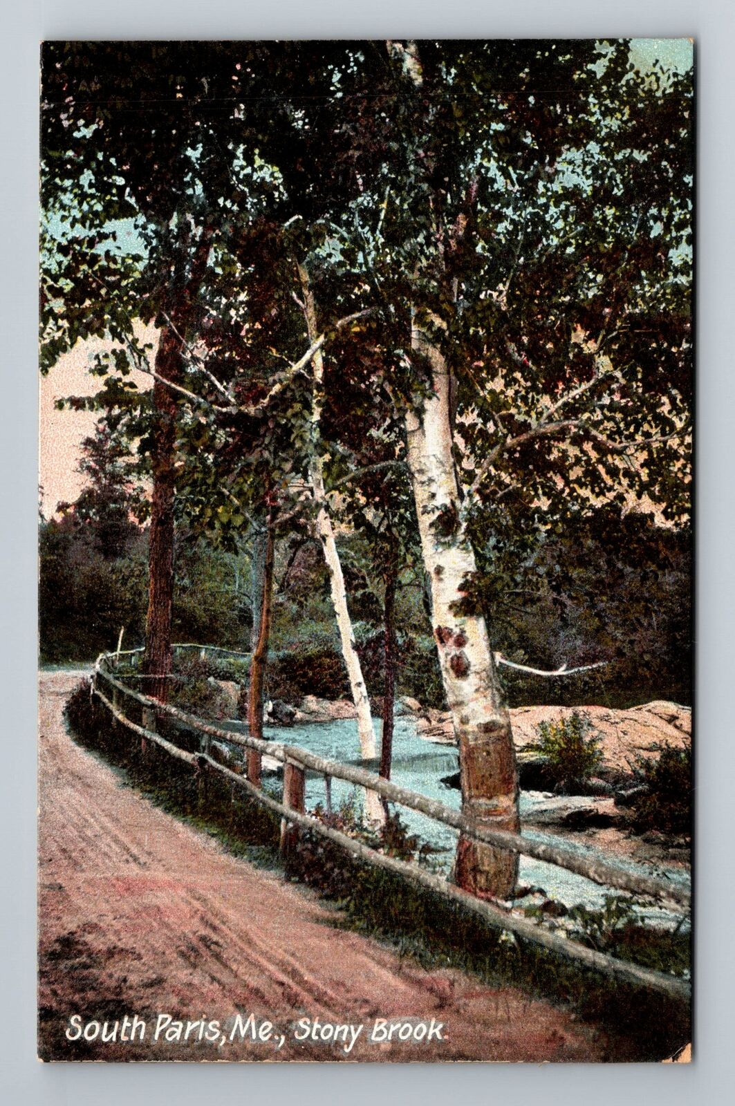 South Paris Maine, Stoney Brook, Vintage Postcard