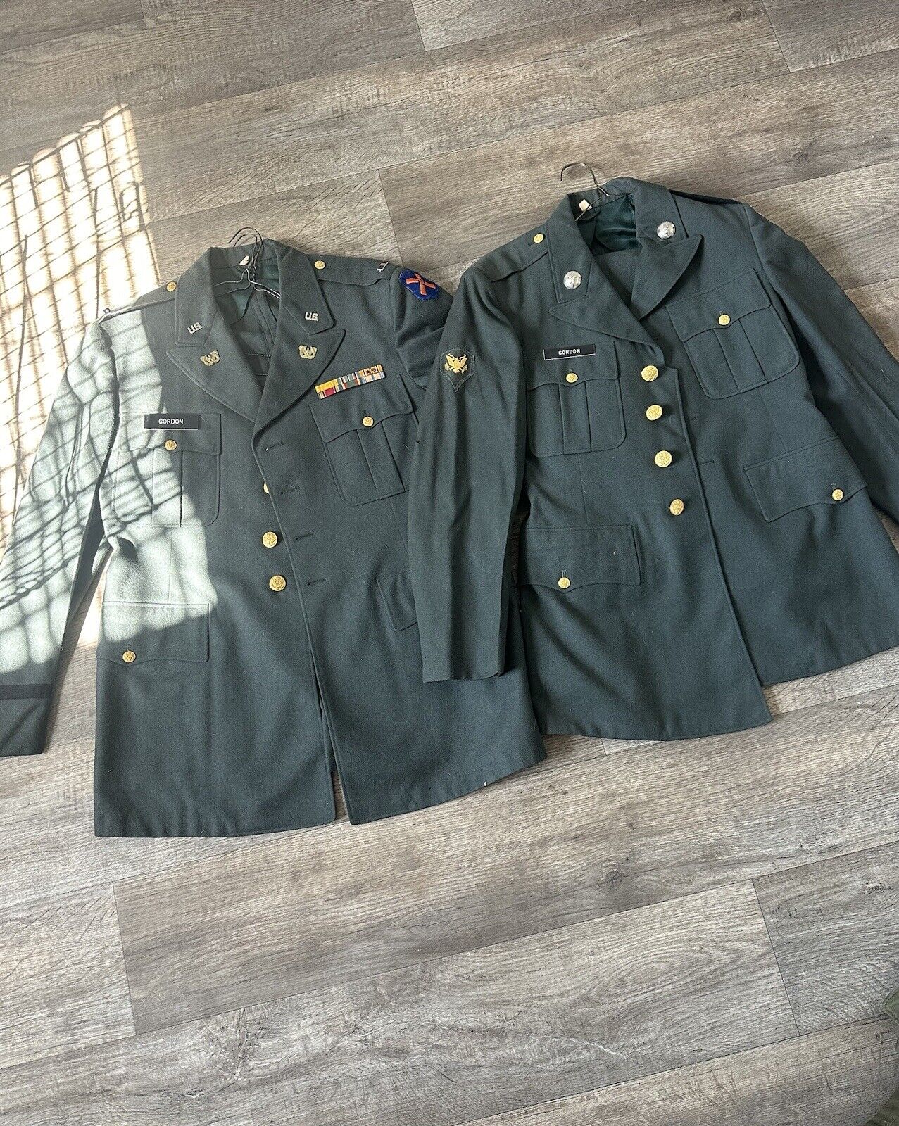 Two WW2 US Army Wool Dress Coats - 12th Corps And 21st Corps / 46L And 38R