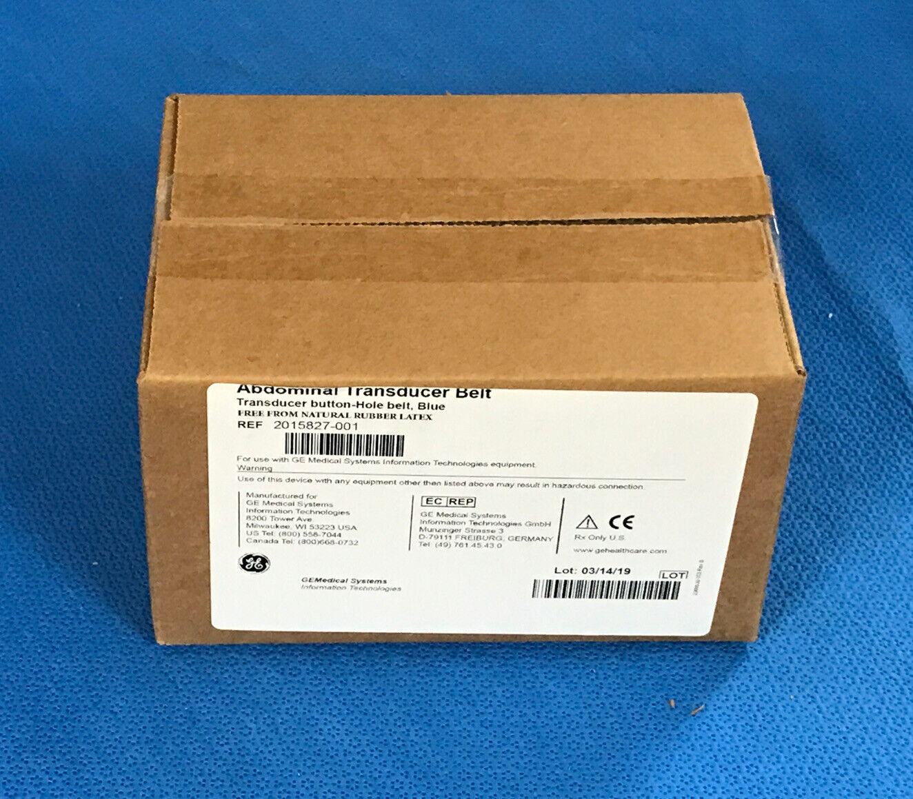 GE 2015827-001 Abdominal Transducer Belt, Blue - box of 10