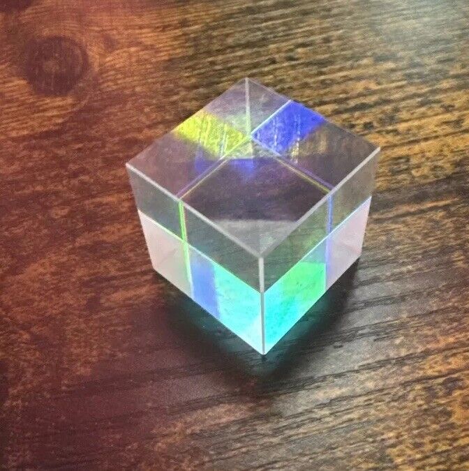 Small Square Prism Paperweight -  25mm Optical Glass RGB X-Cube